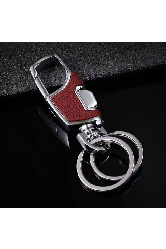 HOARBOEG Quick Release Keychain with One Press Detach Clip - Heavy Duty Belt Loop Key Ring Holder Includes 2 Extra Split Rings, Metal Keychain, Gift