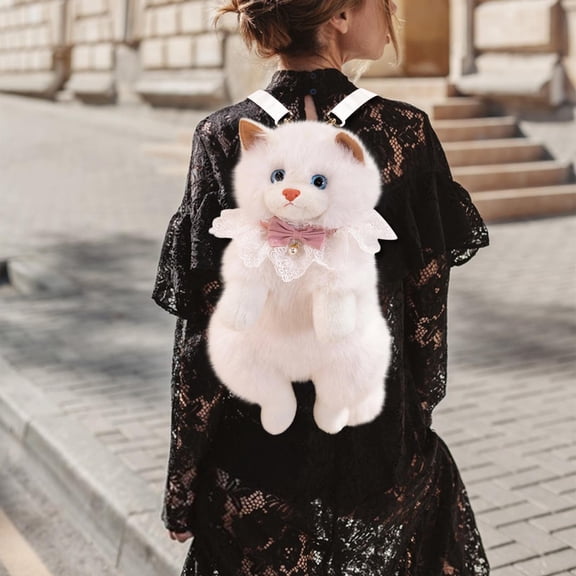 HOARBOEG Ragdoll Cat Backpack Plush Toy for , Cute Kitty Stuffed Animal Doll with Adjustable Shoulder Straps, Soft Plush Backpack for Travel Birthday Gift