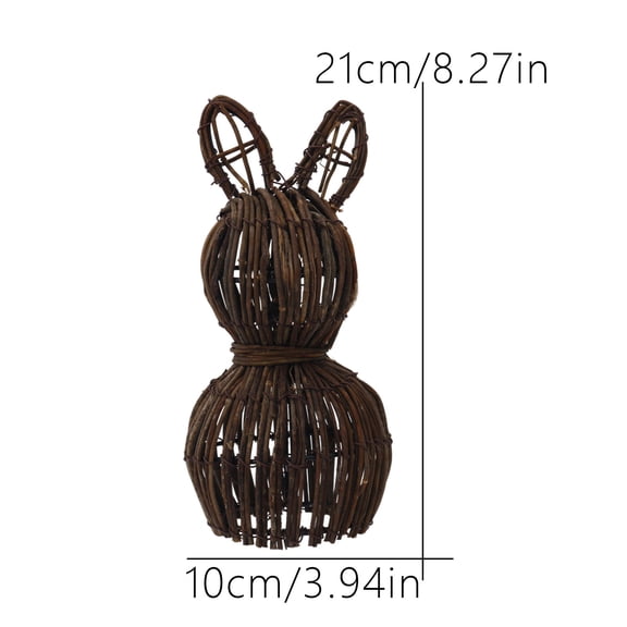 HOARBOEG Rattan Easter Bunny Decor, Natural Woven Rabbit Sculpture for Spring, Rustic Holiday Table Accent, Home and Garden Display Indoor Outdoor, 8.27 & 17.72 Tall