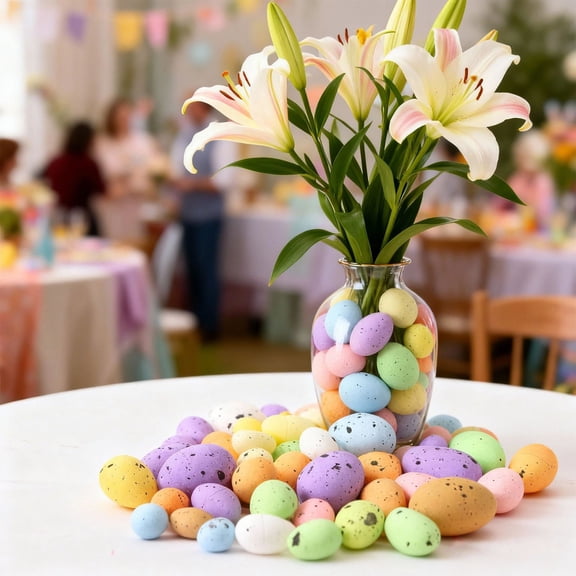 HOARBOEG Realistic Foam Easter Eggs Decorations - Large Medium Small Size Assorted Foam Eggs for Gift Boxes, Tabletop Displays, Easter Basket Fillers, and Spring Party Decor, 12x10.43x1.81in