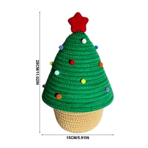 HOARBOEG Red Christmas Tree Storage Basket, Festive Organizer Bin, Holiday Decorative Container for Sundries, Tree-Shape Storage Box for Shelf Mantel Countertop