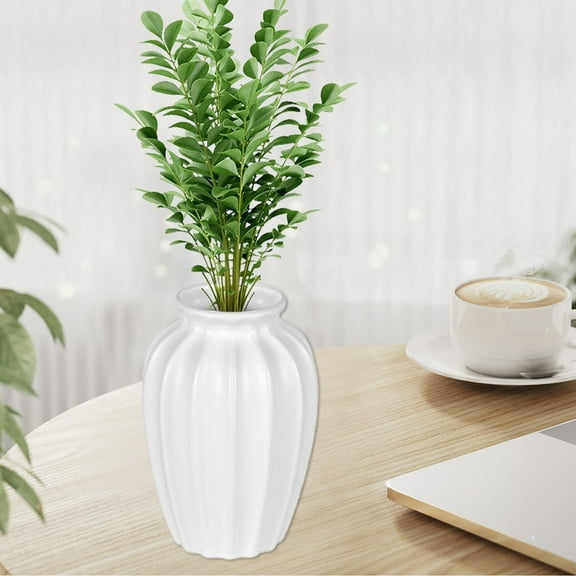 HOARBOEG Red Faux Ceramic Vase for Dried Flowers - 9.5 Inch Decoration Flower Vases for Centerpiece, Lightweight Plastic Table Shelf Mantel Ornament