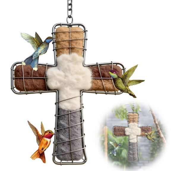 HOARBOEG Refillable Bird Nesting Heart, Natural Fiber Bird Feeder Decor with Hanging Hook - Heart Shaped Garden Ornament for Outdoor Wildlife Support, Yard Decoration