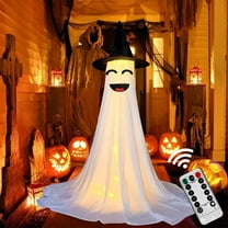HOARBOEG Remote Control Halloween Ghost Decorations with Light - 6FT Adjustable Scary Fabric Ghosts for Outdoor, Yard, Party, - Indoor/Outdoor Spooky Decor