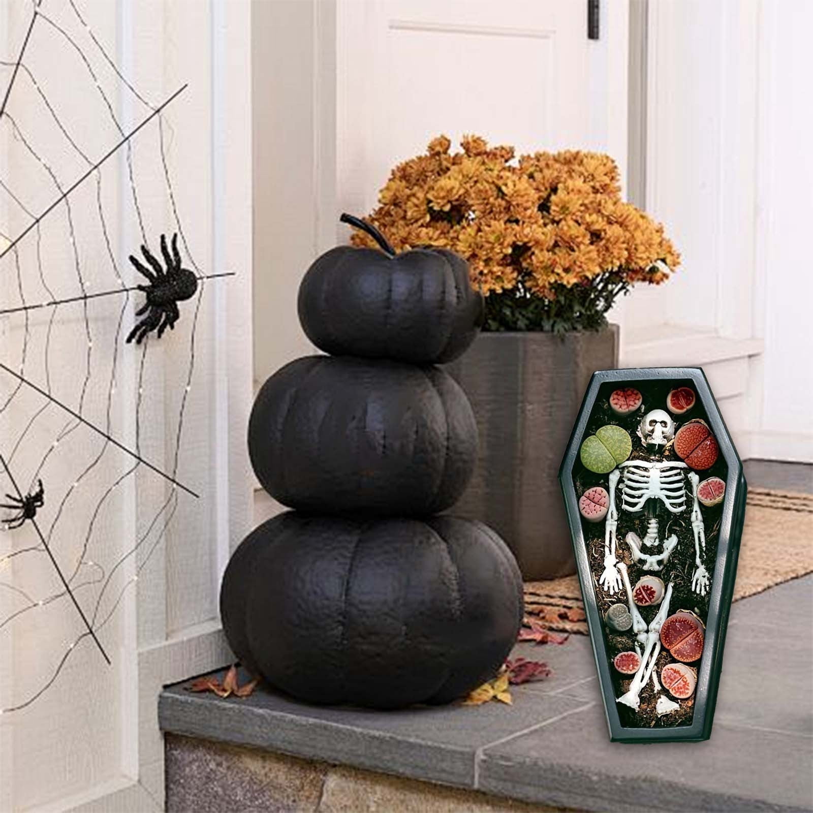 HOARBOEG Resin Skull Flower Pot, White Gothic Coffin Planter, Flower