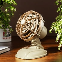 HOARBOEG Retro Wooden Design Desk Fan, Portable USB Desktop Fan Mini Silent Table Fan Compact Personal Cooling Fan USB Powered Handheld Fan for Outdoor Office Dormitory Use