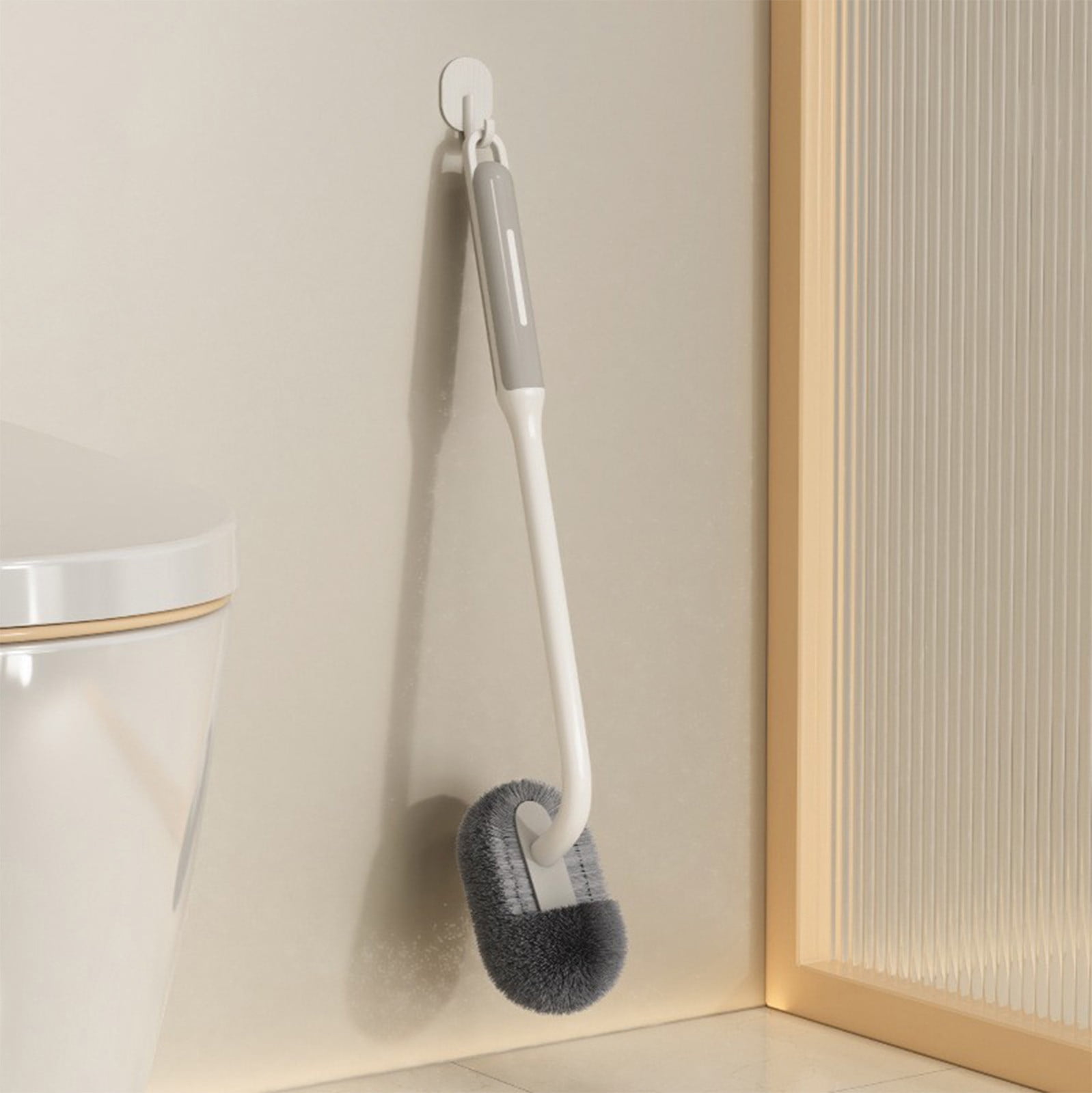 HOARBOEG Right Angle Toilet Brush Household Toilet Soft Brush Long Handle Toilet Bowl Scrubber ...