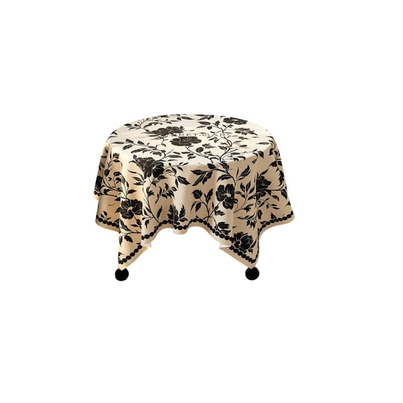 HOARBOEG Round Tablecloth Black 40 Inch, Coffee Table Cover, Washable Stain Resistant Table Cloth for Dining Room Living Room, Decorative Cloth for Tea Table End Table