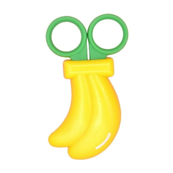 HOARBOEG Safe Scissors, Fun Carrot, Banana, Grape & Strawberry Shapes Handicraft Scissors with Protective Cover, 5.5in Paper Cutting Tools for Arts & Crafts