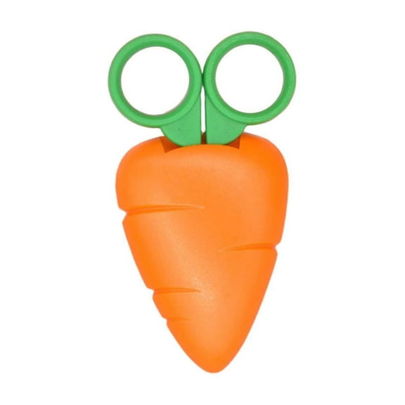 HOARBOEG Safe Scissors, Fun Carrot, Banana, Grape & Strawberry Shapes Handicraft Scissors with Protective Cover, 5.5in Paper Cutting Tools for Arts & Crafts