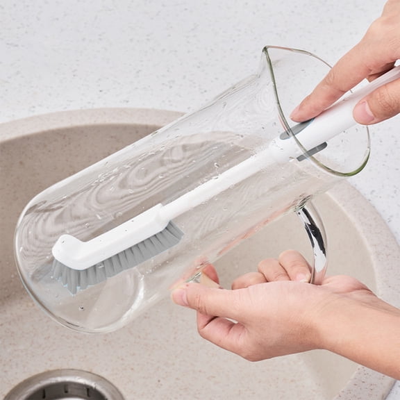 HOARBOEG Scalable Cup Brush Bend Design Bottle Brush Multi Functional Cleaning Brush Cup Brush Scrubber Kitchen Brush Kitchen Sink Cleaning Brush Bowl Brush Pot Brush, 11.14in Gray