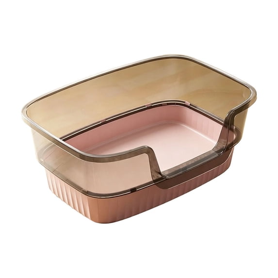 HOARBOEG Semi Enclosed Cat Litter Box High Rim Splash Guard Roomy Cat Litter Pan Easy Rinse Open Design for Cats Under 10 Pound 17.72 x 11.81 x 7.09in
