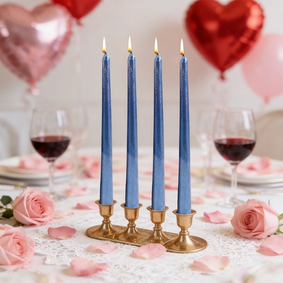 HOARBOEG Set of 4 Electroplated Spiral Taper Candles, Dripless Decorative Wax Candles for Dining Table, Romantic Wedding & Party Decor, Long Burn Time