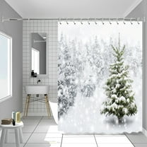 HOARBOEG Shower Curtain, Christmas Bathroom Decoration, Flower Shower Curtains, Holiday Bathroom Decor with 12 Hooks, Fade-Resistant Print Bath Curtains, Waterproof Easy Clean