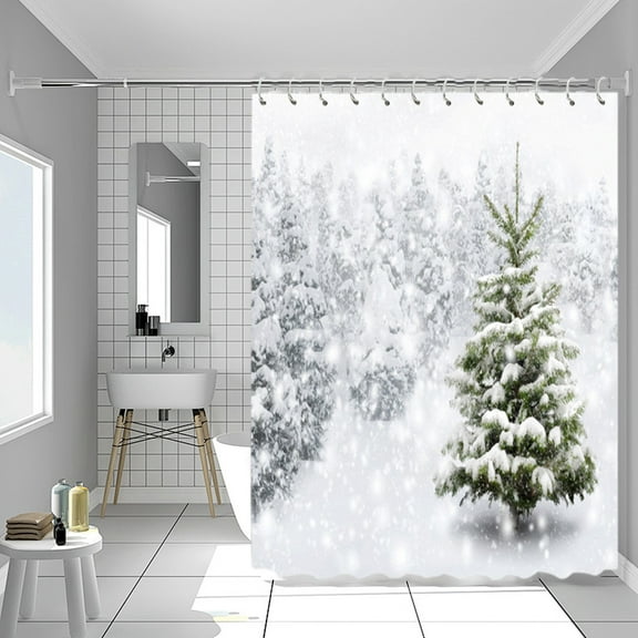 HOARBOEG Shower Curtain, Christmas Bathroom Decoration, Flower Shower Curtains, Holiday Bathroom Decor with 12 Hooks, Fade-Resistant Print Bath Curtains, Waterproof Easy Clean
