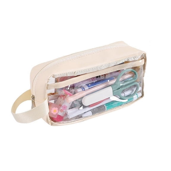 HOARBOEG Simple Transparent Pencil Box High Capacity Visible Pencil Case Organizer Plastic Stationery Storage Box Unise PVC Makeup & Travel Bag Pen Case