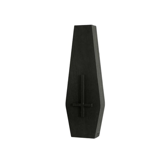 HOARBOEG Small Gothic Wooden Coffin Box with Cross Decor, 10.6 Inch Matte Black Halloween Jewelry Storage Casket, Vampire Keepsake Trinket Holder, Dark Home Desktop Decoration