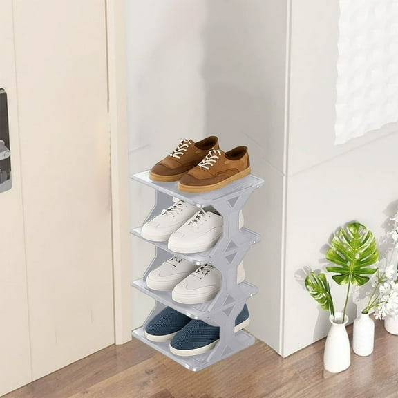 HOARBOEG Small Shoe Rack for Limited Space 2-7 Tier Compact Shoe Organizer Easy Assembly Removable Washable Plastic Shoe Shelf for Entryway Bathroom Bedroom