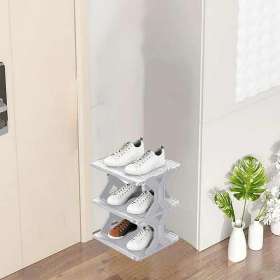 HOARBOEG Small Shoe Rack for Limited Space 2-7 Tier Compact Shoe Organizer Easy Assembly Removable Washable Plastic Shoe Shelf for Entryway Bathroom Bedroom