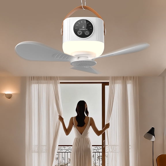 HOARBOEG Smart Ceiling Fan Light Portable Camping Fan Lamp 360° High-Speed Motor, Type-C Charging & Adjustable Night Light for Home/Outdoor