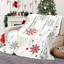 HOARBOEG Snowflake Christmas Throw Blanket, Soft Warm Plush Blankets for Sofa Bed Couch Camping, Holiday Festival Gift Idea, 51x59in