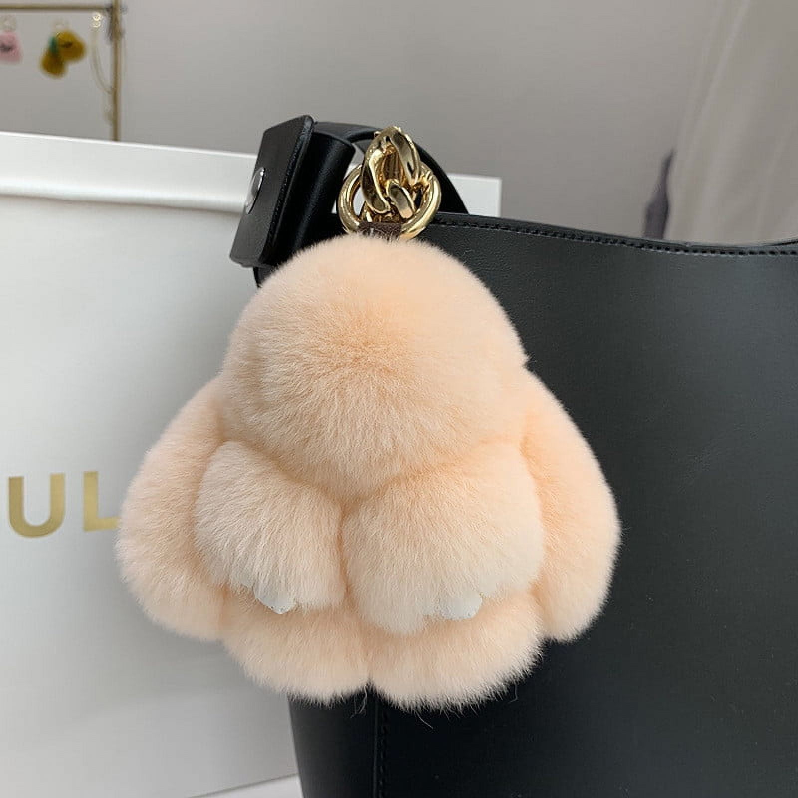 HOARBOEG Soft Fluffy Rabbit Keychain Cute Plush Bunny Key Rings Plush ...