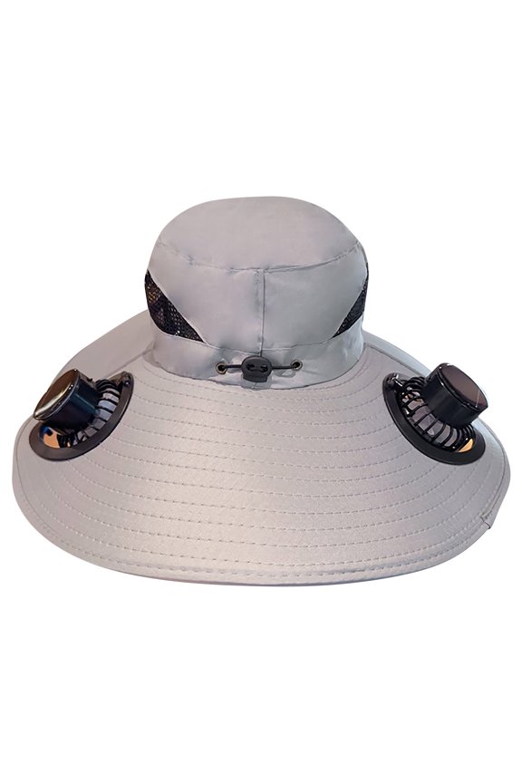 HOARBOEG Solar Powered Fan Hat for Men with Wide Brim, Breathable Sun Protection Fishing Cap with Cooling Fan, Outdoor Summer Hat for Hiking Gardening Travel
