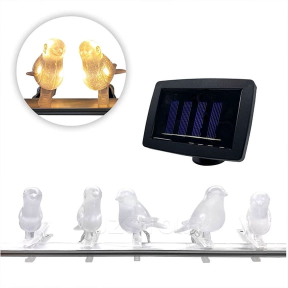 HOARBOEG Solar String Lights, Bird Shaped Solar Lights Outdoor with Clips, Waterproof Solar Powered Fairy Lights for Garden, Patio, Balcony, and Trees