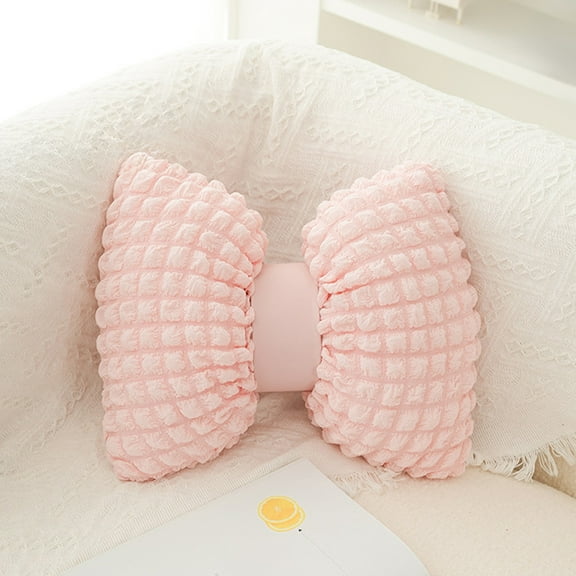 HOARBOEG Solid Color Bow Tie Hug Pillow - Lumbar Support Throw Cushion for Sofa, Couch & Bed, Comfortable Decorative Throw Pillow