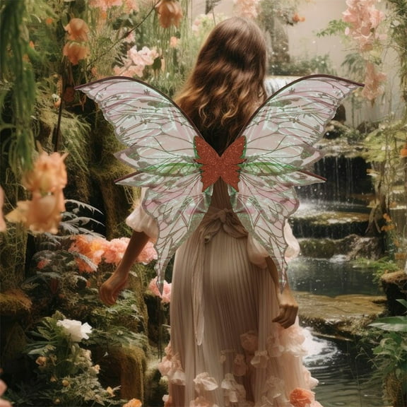 HOARBOEG Sparkly Fairy Wings for Women with Elastic Shoulder Straps, Fairy Costume Set Large Butterfly Wings for Halloween, Parties, Photo Shoots, 35.43*27.55in
