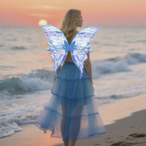 HOARBOEG Sparkly Fairy Wings for Women with Elastic Shoulder Straps, Fairy Costume Set Large Butterfly Wings for Halloween, Parties, Photo Shoots, 35.43*27.55in