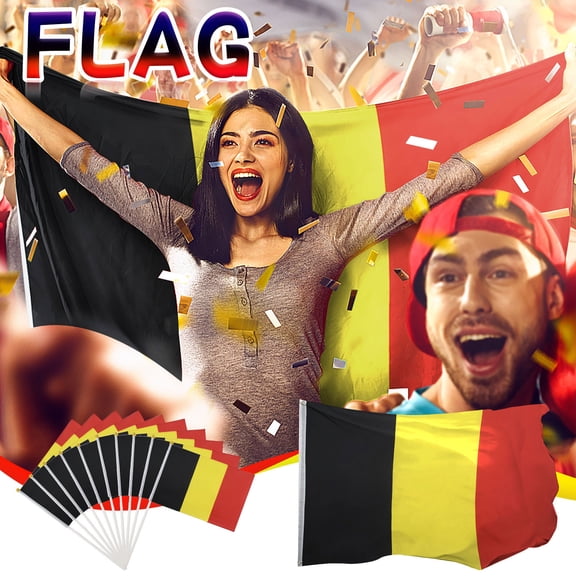 HOARBOEG Sports Fan Flag Set - 3x5 Feet Large Cheering Flag & 10 Hand Held Waving Flags for Football Soccer Baseball Team Games, Tailgating, Festivals and Party Decorations