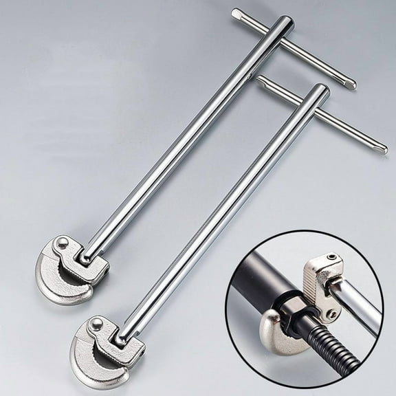 HOARBOEG Spring-Jaw Basin Wrench 15 Inch, Heavy-Duty Faucet Wrench with Spring-Loaded Jaw & Solid Steel Handle, Extra Reach Tool for Tight Spaces Plumbing Fixtures, Sink Wrench