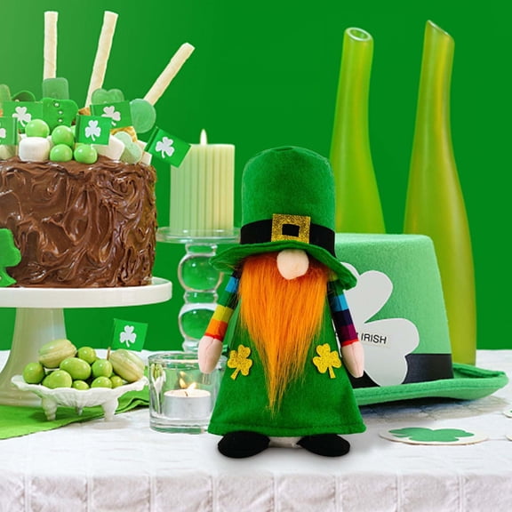 HOARBOEG St. Patrick's Day Gnome Decorations, Irish Clover Faceless Doll for Holiday Decor, Festive Tabletop Ornament for Home, Party, and Patio, Cute Leprechaun-Themed Gift Idea (8.65 Inch)