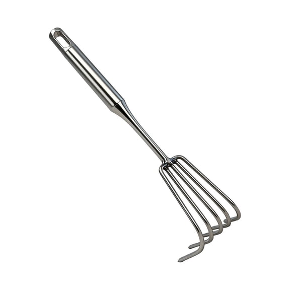 HOARBOEG Stainless Steel 5-Tine Clam Rake, Mini Hand Beach Rake Shell Digging Tool for Clams Shellfish Crab & Sand Flea, Portable Seafood Digger with Hanging Hole for Beach Bag, Silver