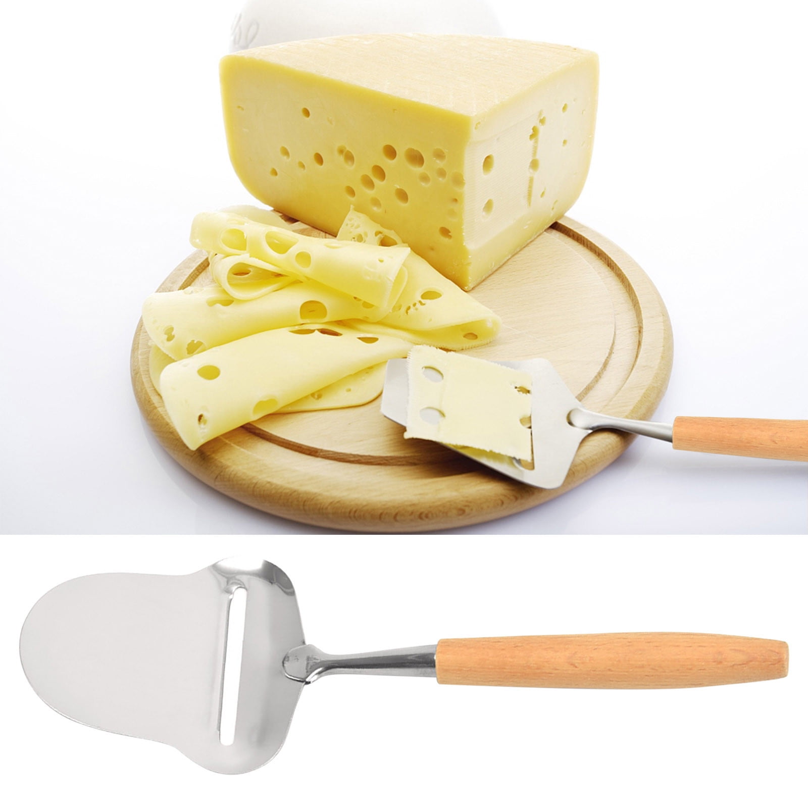 HOARBOEG Stainless Steel Cheese Slicer with Wooden Handle - Kitchen ...