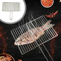 HOARBOEG Stainless Steel Grill Basket for Fish Vegetables Meat Heavy Duty BBQ Mesh with Handle 15.35x9.45 Inches Bar Grilling Tool for Outdoor