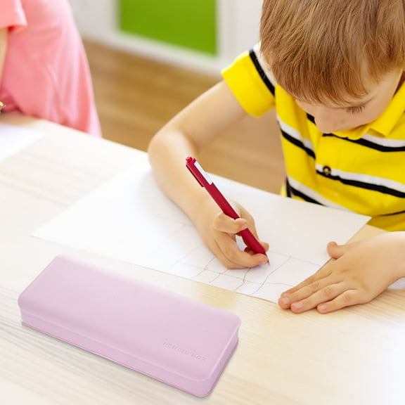 HOARBOEG Stylish Multifunctional Pencil Box Solid Color Plastic Pencil Case Organizer Pen Case Stationery Tin Crayon Box Supply Boxes Gift Stationery Storage Box