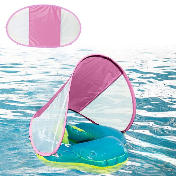 HOARBOEG Summer Outdoor Water Float with Sun Protection Shade Cover, Teens Inflatable Pool Float with Canopy, UV Protection Swim Ring for Beach Pool Supplies