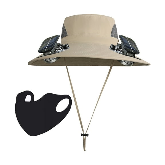 HOARBOEG Sun Visor Hats with Dual Fan, USB or Solar Charging Fisherman Hat Essential Tools for Outdoor Hiking