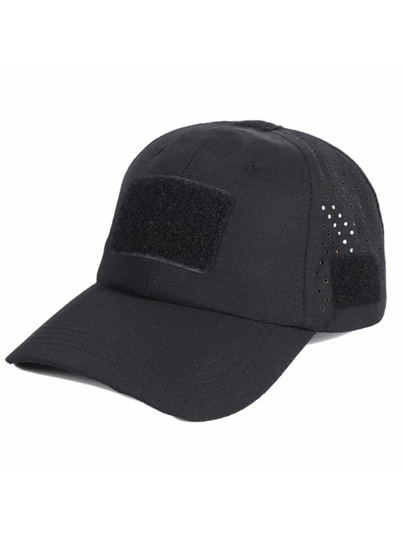HOARBOEG Tactical Mesh Baseball Cap with Patches for Men Women Outdoor Breathable Sun Hat Adjustable Olive Green Hook Loop Patch Hat for Hiking Fishing Camping