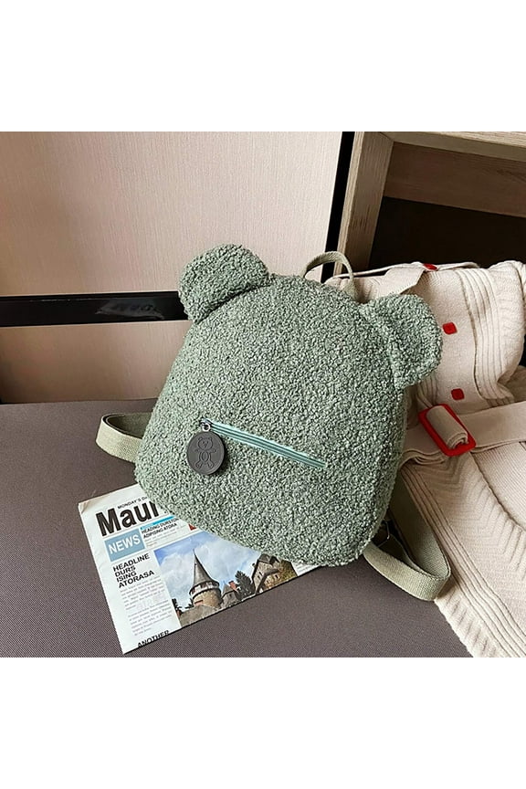 HOARBOEG Teddy Bear Plush Backpack Cute Little Bear Ears Daypack for Women Plush Fashion Backpack Winter Cozy Shoulders Bag Gift for Women Mother