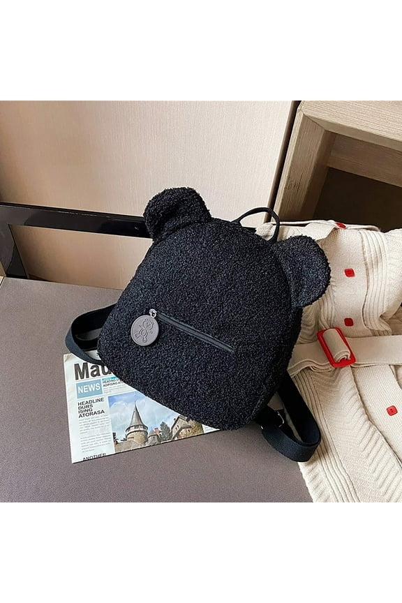 HOARBOEG Teddy Bear Plush Backpack Cute Little Bear Ears Daypack for Women Plush Fashion Backpack Winter Cozy Shoulders Bag Gift for Women Mother