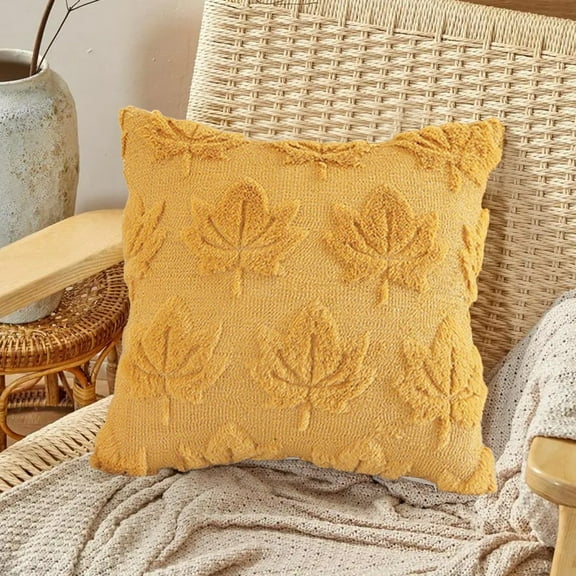HOARBOEG Thanksgiving Pillow Cover 18x18 or 16x16 Inch - Maple Leaf Pattern Decorative Pillow Case with Zipper for Seasonal Home, Sofa, and Fall Autumn Decor