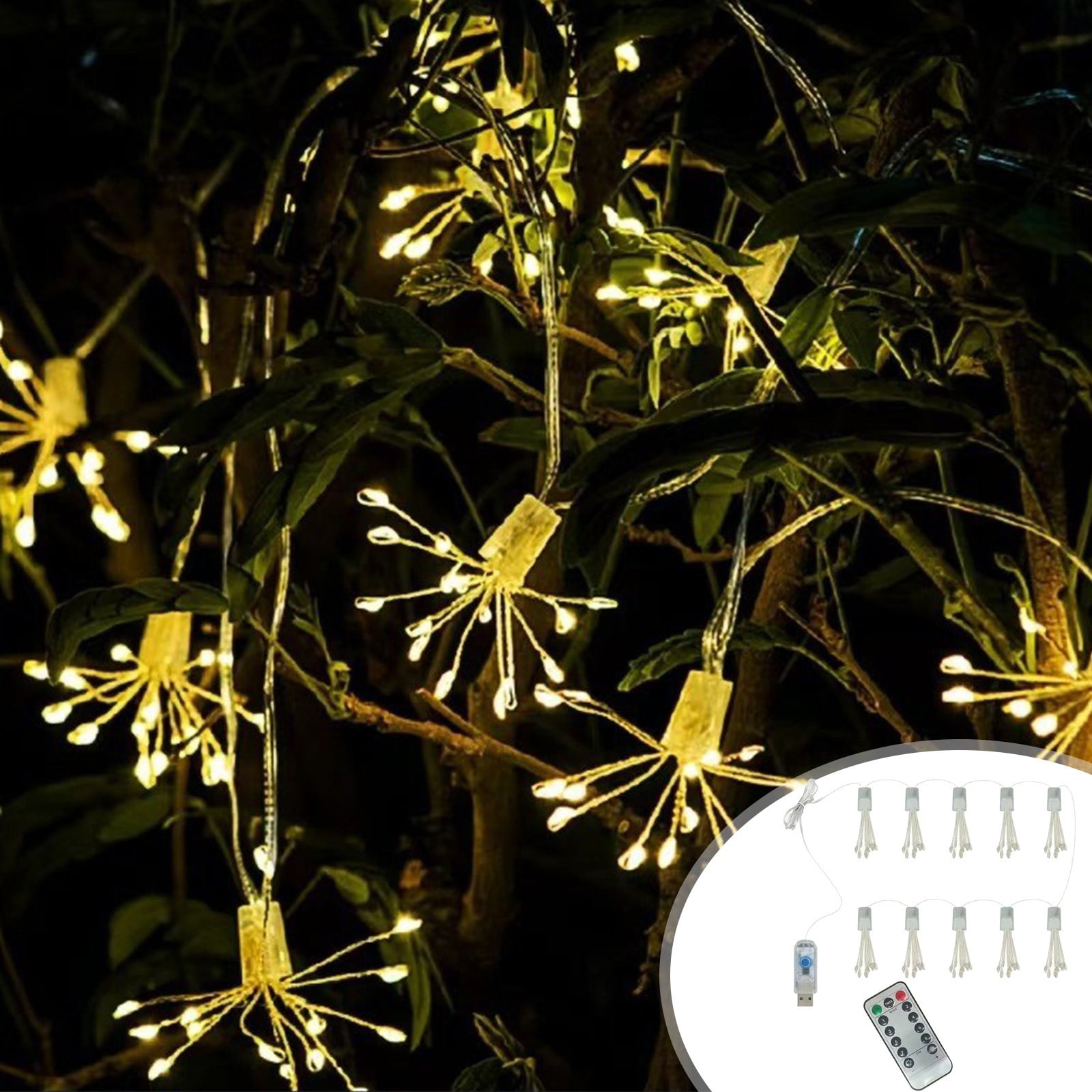 HOARBOEG USB Christmas Lights String, 5ft Remote Control String Lights ...