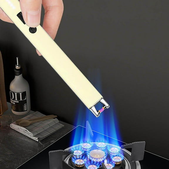 HOARBOEG USB Rechargeable Windproof Lighter for Gas Stove & Candles - 19.2" Long Reach Igniter with Battery Indicator, Type-C Charging, Safe Flame-Free Ignition