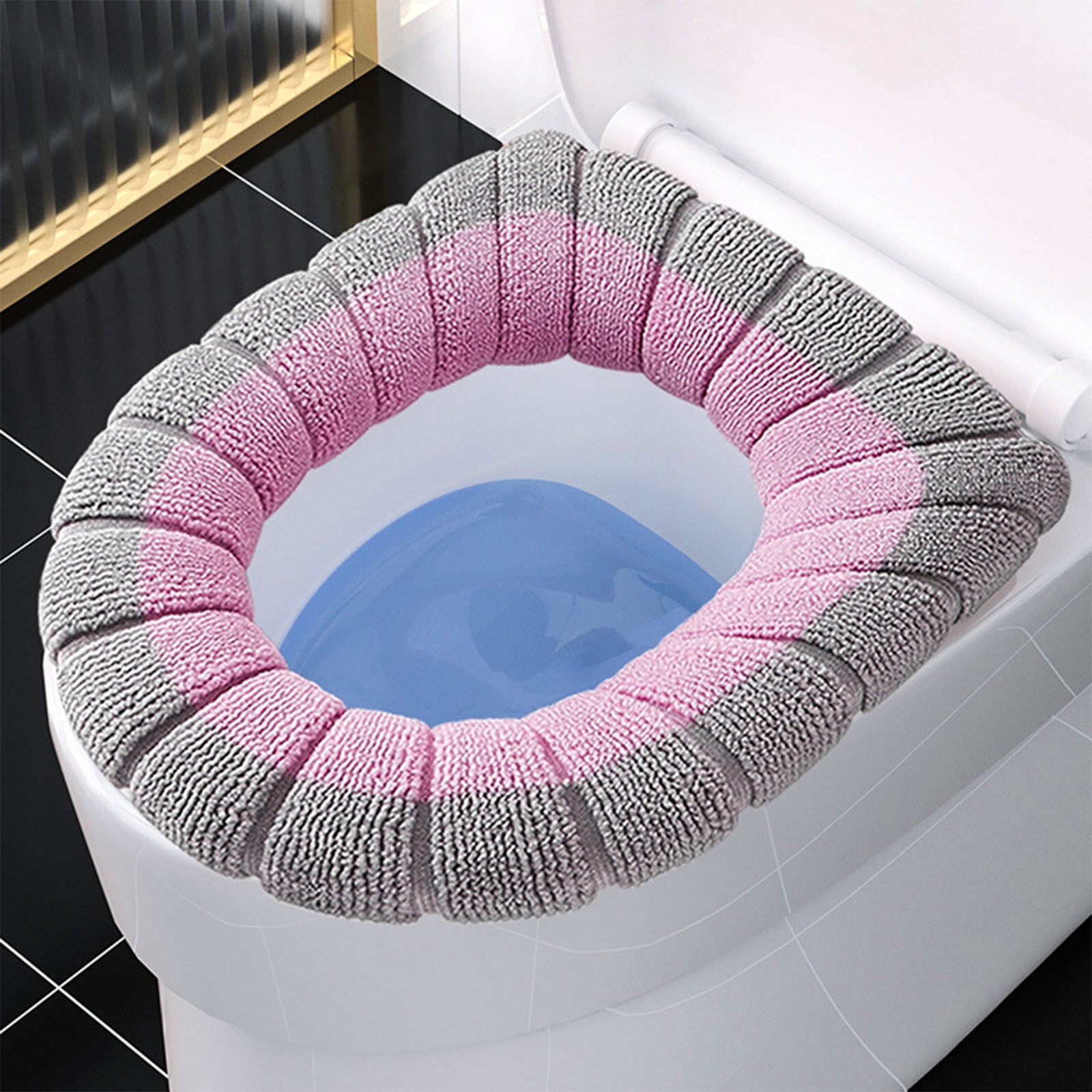 HOARBOEG Universal Toilet Seat Cover for Home Use Two-toned Furry