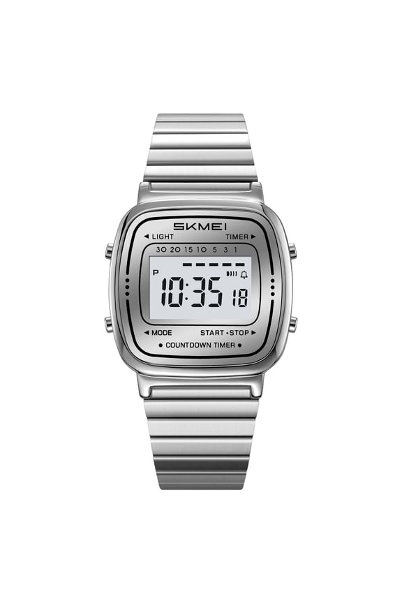 HOARBOEG Vintage Digital Watch for Men Women - Retro Stainless Steel Waterproof Electronic Wristwatch, Classic Y2K Style with Alarm Date LED Backlight, 30M Water Resistant Unisex Casual Wrist Watch