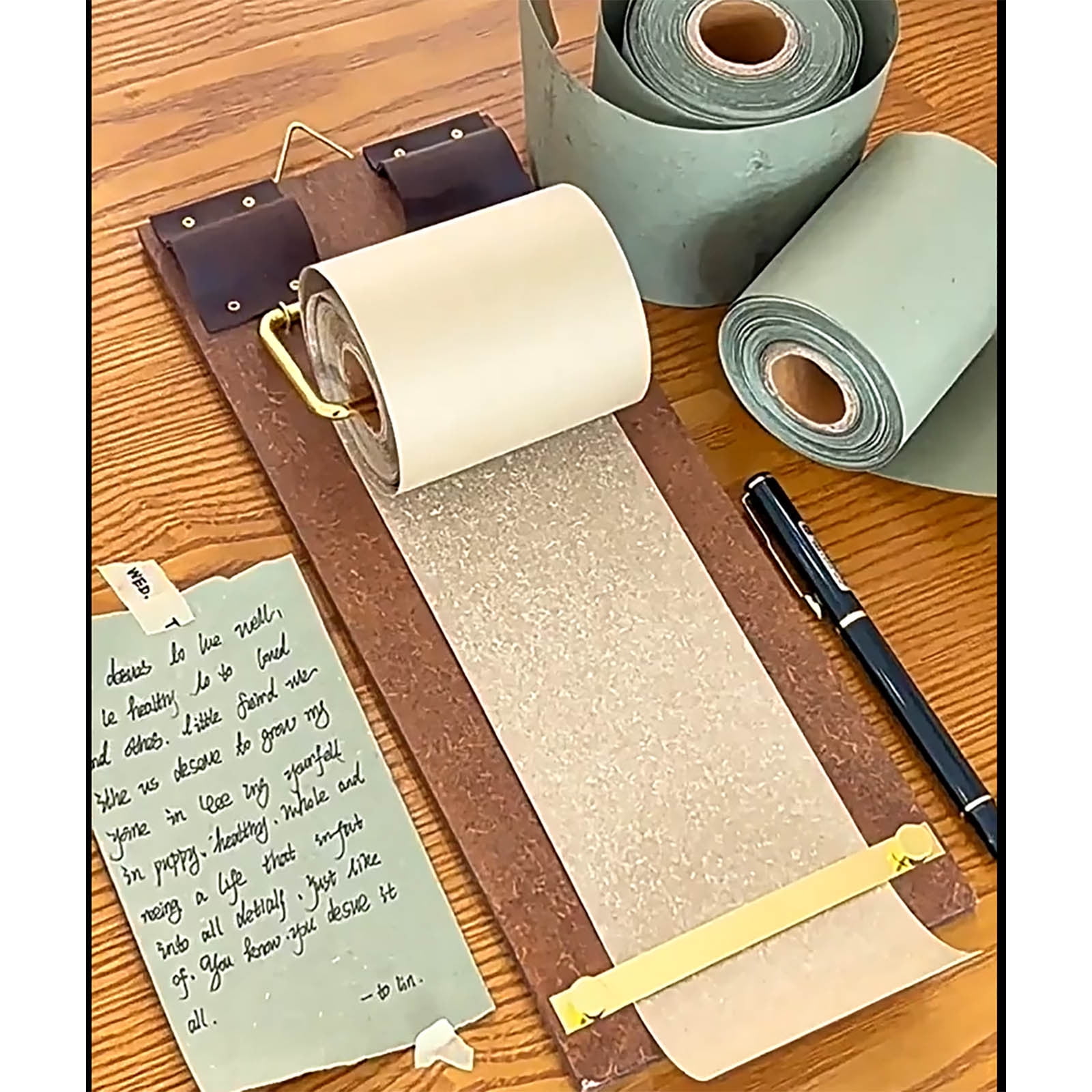 HOARBOEG Vintage Kraft Clipboard Notebook with Paper Roll, Retro Wooden ...