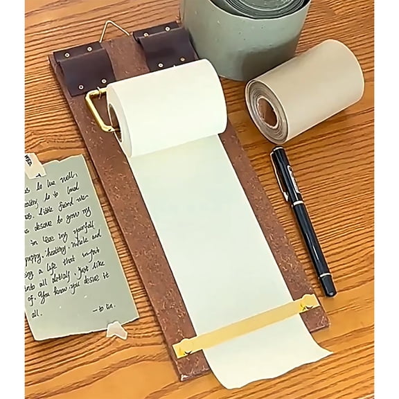 HOARBOEG Vintage Kraft Clipboard Notebook with Paper Roll, Retro Wooden Memo Board for Office, Home, Durable Writing Pad, Easy-to-Use Notepad Organizer